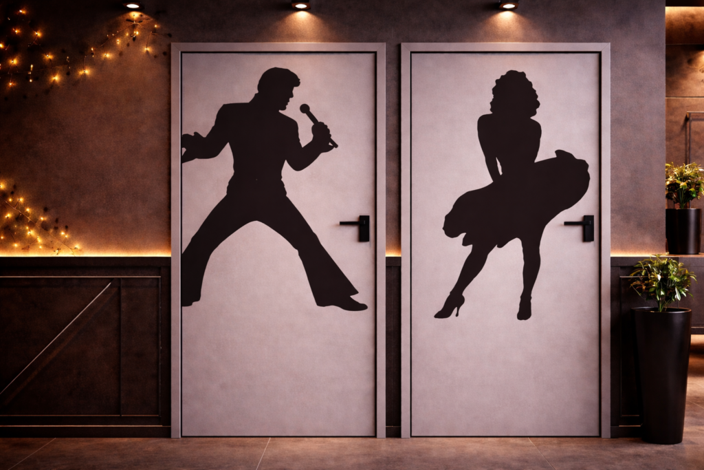 porte wc originale avec pictogramme artistique grand format