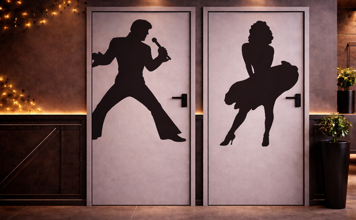 porte wc originale avec pictogramme Elvis Marilyn artistique grand format